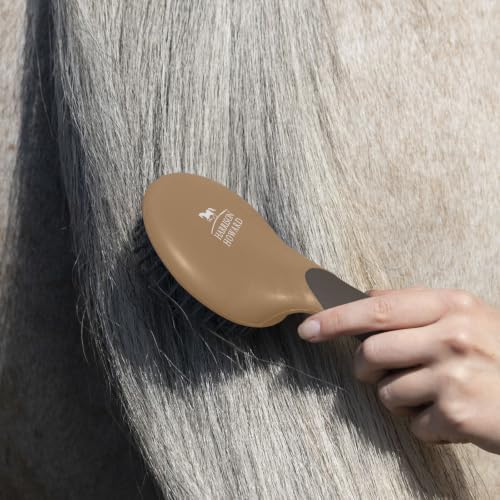 Harrison Howard Horse Mane and Tail Brush - Professional Grooming Brush, Equestrian Detangler, Non-Slip, Dark Brown