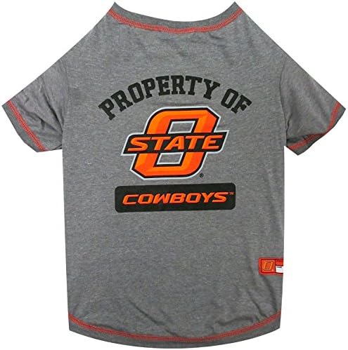 Pets First Collegiate OKLAHOMA STATE COWBOYS Dog T-Shirt, Small. - Licensed Shirt for Pets Team Colored with Team Logos.- Premium Stretchable Materials for the Comfrot of your Dog & Cat.