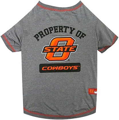 Pets First Collegiate OKLAHOMA STATE COWBOYS Dog T-Shirt, Small. - Licensed Shirt for Pets Team Colored with Team Logos.- Premium Stretchable Materials for the Comfrot of your Dog & Cat.