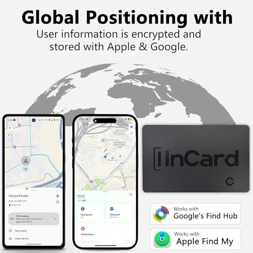 Wallet Tracker Card, Android & iPhone, Find My & Google, 5 Year Battery