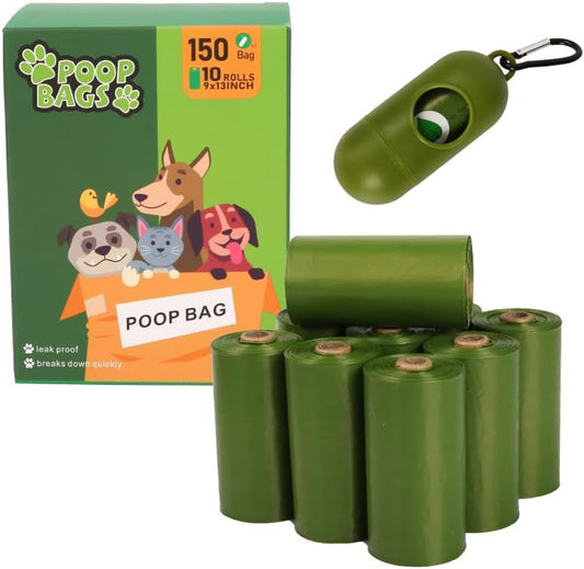 Dog Poop Bags Rolls (150 Bags) for Waste Refuse Cleanup, Doggy Roll Replacements for Outdoor Puppy Walking and Travel, Leak Proof and Tear Resistant, Extra Thick Plastic (Scented)