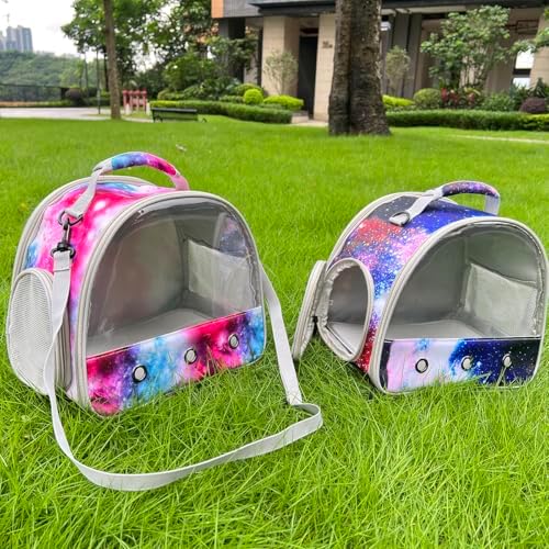 Guinea Pig Carrier Cage for 2, Bearded Dragon Travel Carrier for Small Animal Hamster Birds, Portable with Clear Window Transparent View Vet Bag (Carrier - Pink)