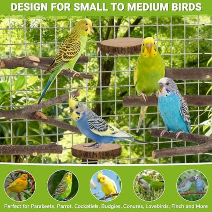 8 Pack Natural Wood Bird Perches for Cage, Wooden Parrot Perch