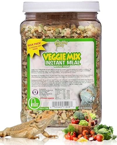 Healthy Herp Veggie Mix Instant Meal for Reptiles - Nutritious Bearded Dragon Accessories, Bearded Dragon Food - Made in USA - Quick Prep, Ideal for Box Turtles, Lizards, Tortoises - 7.5 oz (212g)