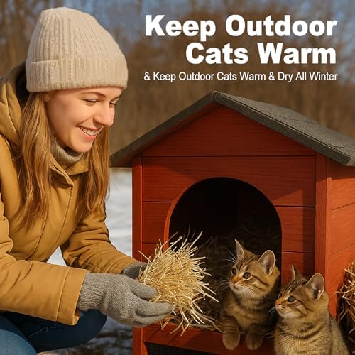 BobbleT Natural Wheat Straw – 3 LB Clean Dry Straw Bale for Stray Cats & Dogs, Soft Straw Bedding for Cat Shelter, Hay Bales for Decoration, Yard or Farm Use