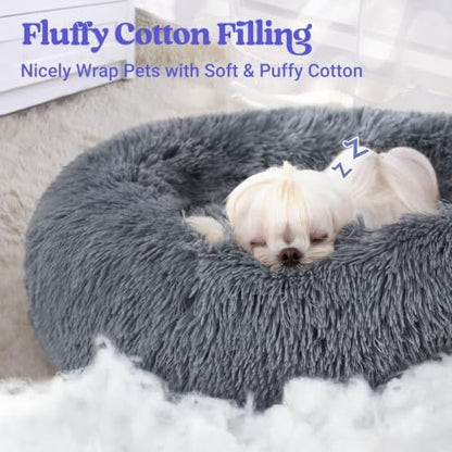 rabbitgoo Calming Cat Beds for Indoor Cats, 23 inches, Dark Grey