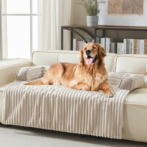 WINDRACING Luxury Dog Couch Bed, Washable Calming Dog Couch Cover, Couch Protector for Dogs, Waterproof Sofa Bed, Pet Bed Mats for Sofa, Pet Sofa Covers (Beige X-Large 45x37x5.5 inch