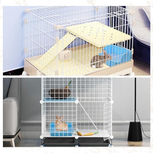 12Pcs Rabbit Litter Box for Cage, Bunny Potty Trainer Corner Guinea Pig Plastic Square Grate Toilet, Pet Bedding Litter Box for Small Animal Ferret Hamster Hedgehog (Blue)