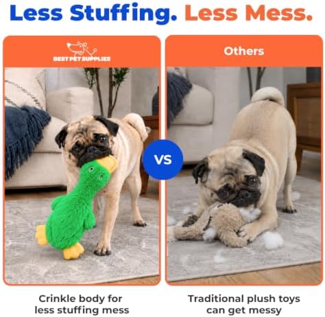 Best Pet Supplies 2-in-1 Stuffless Squeaky Dog Toy - Pack of 4, Medium
