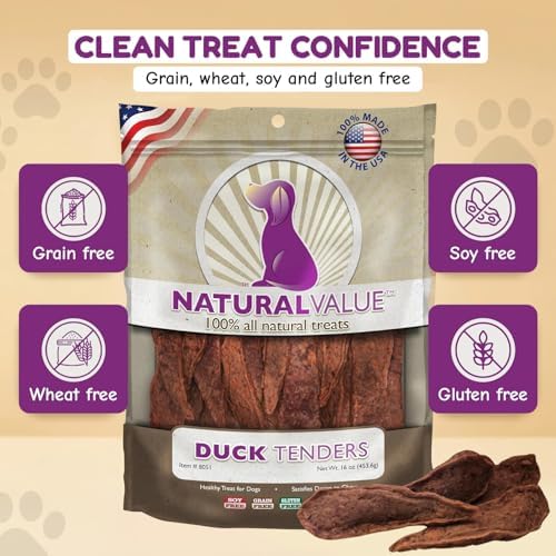 Loving Pets Natural Value Duck Tenders - Soft Jerky Dog Treats for Large & Small Breeds - Healthy Gluten, Wheat, Soy & Grain Free Pet Treats for Dogs