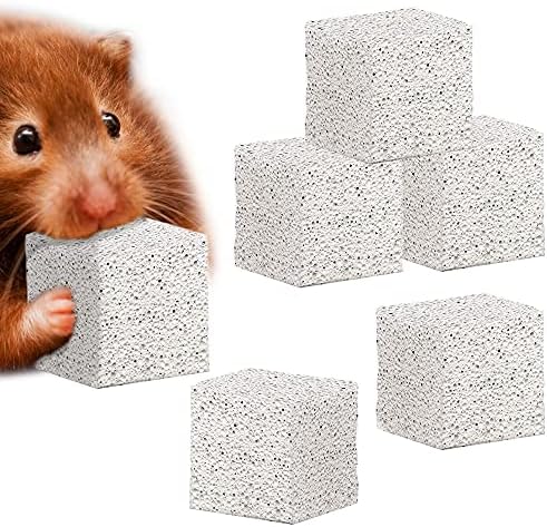 Meric CoCoo Grinding Stone for Small Pets, 1.6"x1.6"x1.6" Lava Rocks, Trims Pet Teeth, Smooths Claws, Adds Calcium to Diet, Chew Toys for Rabbits, Chinchillas, Hamsters & Guinea Pigs, 6pcs per Pack