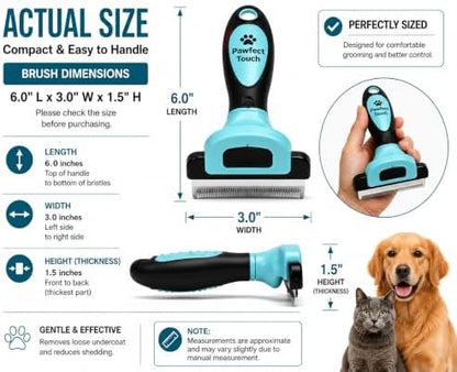 Dog Deshedding Brush – Removes Loose Undercoat & Reduces Shedding – Gentle Stainless Steel Grooming Tool for Dogs & Cats, Short and Medium Hair