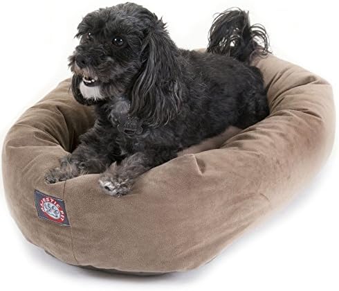 Majestic Pet Suede Calming Dog Bed, 24 Inch Small, Round, Washable, Stone
