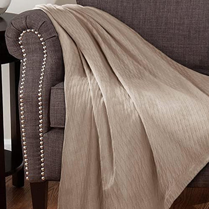 Superior Diamond Weave Blanket, 100% Cotton Cover for Home, Couch, Bed, Soft, Warm Blankets, Boho Aesthetic, Comfy, Cozy, and Cute Covers, Decorative Bedding Essentials, King, Khaki
