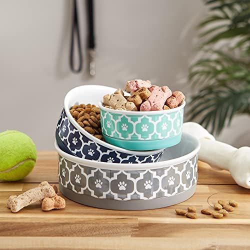 Bone Dry Lattice Collection Pet Bowl & Canister, Small Set, 4.25x2", Gray, 2 Count