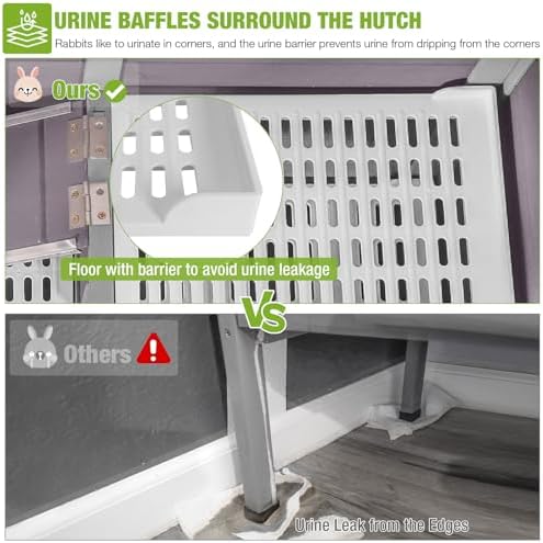 GUTINNEEN Guinea Pig Cages with Anti Chewing Sturdy Plastic Floor and Cool Zinc Plate, Indoor Rabbit Hutch with Hideout and PVC Platform, Elevated Legs Hamster Cage 36.6" L (Grey)