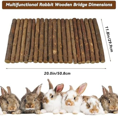 kathson Rabbit Wooden Bridge(20.0 x 11.8 inches),Guinea Pig Wood Tunnel Large Bunny Ladders Small Animal Flexible Hideout for Hamster Chinchillas Guinea Pig Hedgehog and Other Rodents