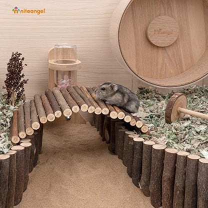 Niteangel Wooden Ladder Bridge, Hamster Mouse Rat Rodents Toy, Small Animal Chew Toy (11.8" x 4.7")