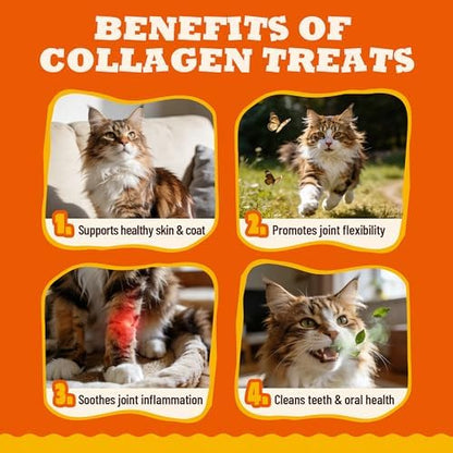 9 oz Collagen Treats for Cats Hip Joint Support with Glucosamine