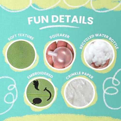 Snugarooz Chloe the Cactus Plush Toy with Repair Patch – Soft, Durable Squeaky Dog Toy for Small and Medium Breeds – Ideal for Chewing and Tugging – Sustainable Materials