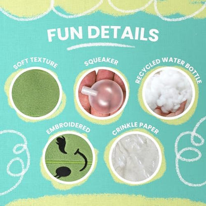 Snugarooz Chloe the Cactus Plush Toy with Repair Patch – Soft, Durable Squeaky Dog Toy for Small and Medium Breeds – Ideal for Chewing and Tugging – Sustainable Materials