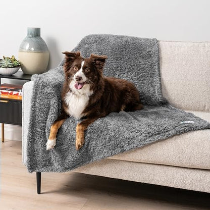 PetAmi Soft Plush Sherpa Dog Blanket for Pet Cat, Large 40x60, Grey