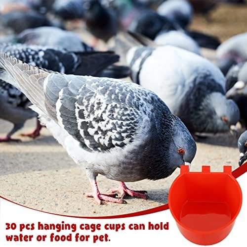 Suclain 30 Pcs Seed Cups for Bird Cages, Hanging Plastic Cage Feeders