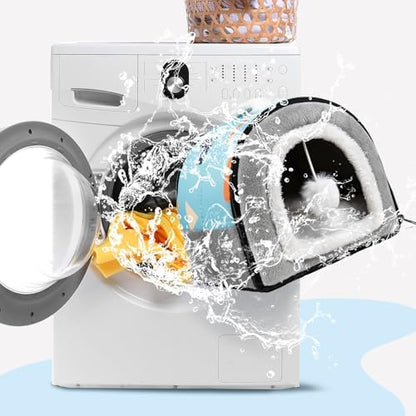 Pet Soft Guinea Pig Hideout, Washable Guinea Pig Bed Cozy Small Animals House Cave Accessories for Rabbits Hamster Rats Chinchilla (Blue&Grey)