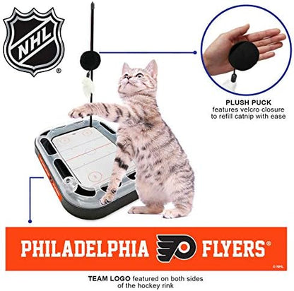 Pets First NHL Philadelphia Flyers Hockey Field 5-in-1 Cat Scratcher Toy with Interactive Cat Ball & Bell