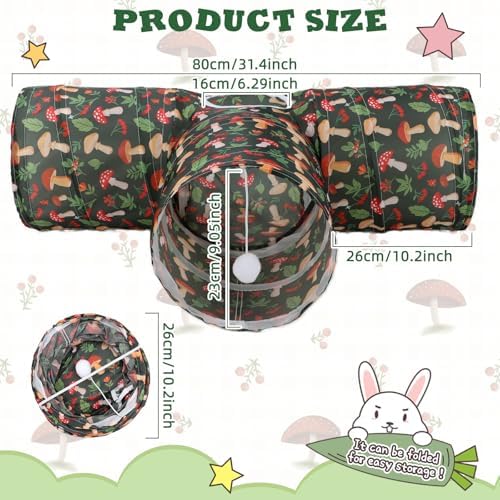 BWOGUE Bunny Tunnels & Tubes, 3-Way Collapsible Rabbit Hideout for Bunnies