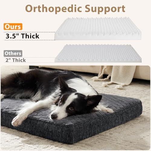 JOEJOY Orthopedic Dog Bed for Small Dogs, Washable Dog Crate Bed Small Sized with Removable Cover, Egg Memory Foam Pet Beds, Grey, 23"x17"