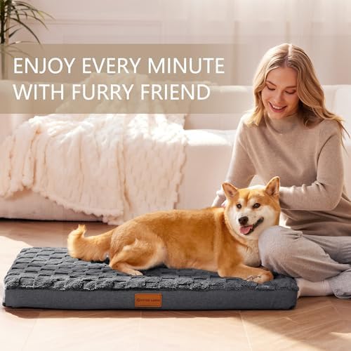 Patas Lague Orthopedic Large Dog Bed Pet Crate Mat 42''X28'' Dark Grey