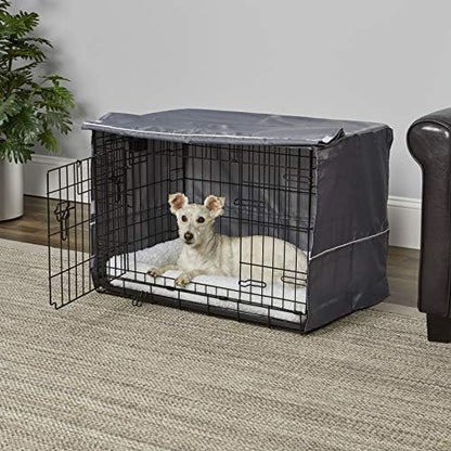 New World Midwest Homes for Pets Medium Dog Crate Cover, Polyester Privacy Kennel Cover Fits Most 30-inch Crates, Light Gray, Machine Washable, Reduces Barking & Chewing