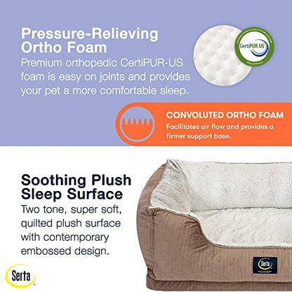 Serta Orthopedic Cuddler Dog Bed for Pets – Chocolate Brown (X-Large)