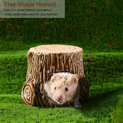 Ceramic Hamster Hideout Tree Chew Proof Syrian Hide Cool Bed Large