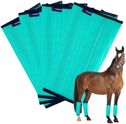 Horse Fly Boots, Breathable Mesh Protection Set of 4, Comfortable Horse Leggings, Breathable Mesh Design, Equine Supplies for Reduce Stomping, Hoof Damage & Leg Fatigue (Green, Large)