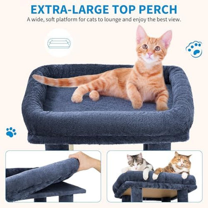 Takywep Blue 61" Heavy Duty Cat Tree, Multi-Level Sturdy Cat Tower,2 Spacious Cat Condos Natural Sisal Scratching Posts & Interactive Toys