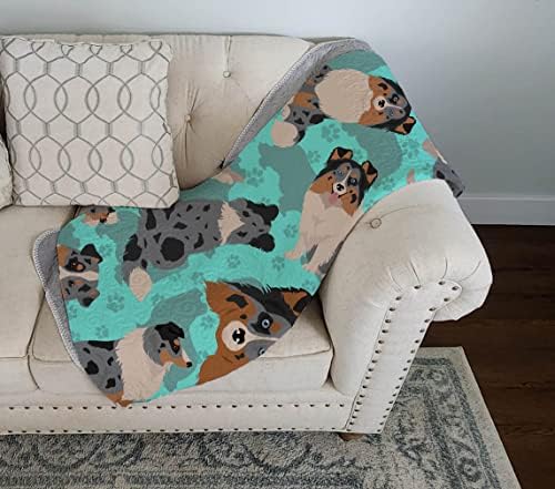 Caroline's Treasures MLM1085LQB Blue Merle Sheltie Quilted Blanket 50x60 Artwork Pattern Quilted Throw Blanket for Bed, Couch, Sofa, Soft and Lightweight