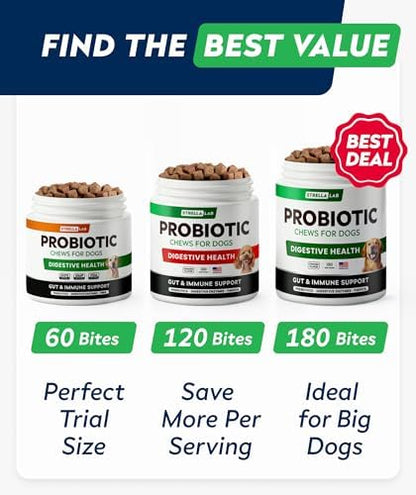 STRELLALAB Dog Probiotics for Digestive Health with Enzymes and Fiber