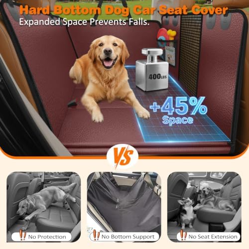 URPOWER Hard Bottom Dog Car Seat Cover for Back Seat, Waterproof Hammock