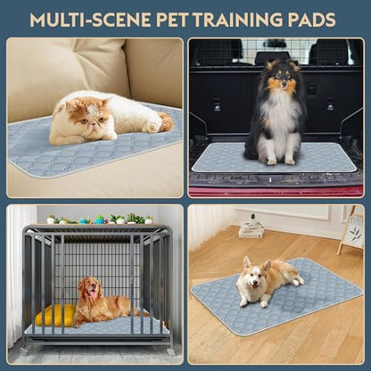 FunFurry Washable Pee Pads for Dogs - 4 Pack Reusable Pee Pads，Waterproof Puppy Pads，Pet Training Pads，Super Absorbent with Dog Paw Shape Non-Slip Backing (Light Grey, 18" X 24" - 4 Pack)