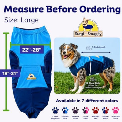 Surgi Snuggly Dog Surgery Recovery Suit, Cone Alternative, Spay/Neuter L