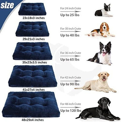 KSIIA Washable Dog Crate Bed Kennel Mat for Large Dogs, 35 x 23 Inch, Blue