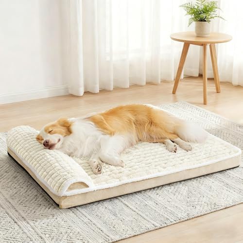 Orthopedic Medium Dog Bed Pillow Pet Sofa Bed 30''X20'' Ivory