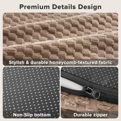 JOEJOY Orthopedic Dog Beds Large Sized Dog, Washable Waterproof Oval Large Dog Bed with Removable Cover, Big Egg-Crate Memory Foam Pet Bed with Bolster Sides & Non-Skid Bottom, Brown, 36''x27''