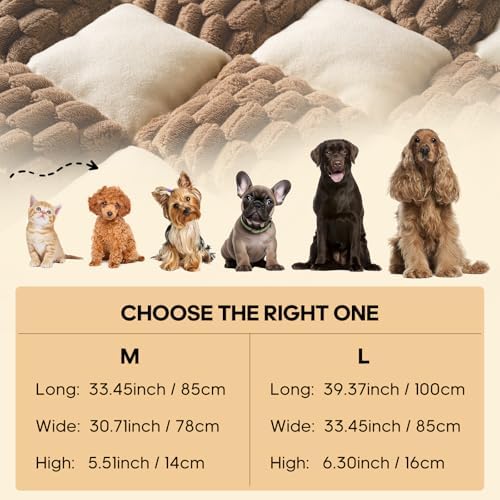 Calming Dog Bed Mats, Thick Flannel Mat for Pets Dog Pad, Washable Non-Slip Couch Protector Pet Friendly Dog Mat for Couch and Sofa(Brown, M-33.45 x 30.71 inch)