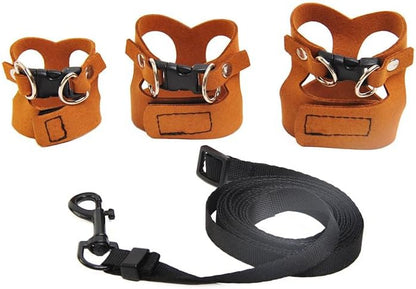 3 Pack Bearded Dragon Harness and Leash Set - Adjustable Soft Leather Vest with 6.89FT Retractable Lead, Escape-Proof Lizard Walking Harness for Reptiles, Squirrels & Small Pets (Brown)