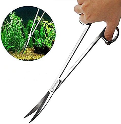 FEITA Aquarium Tweezer Set - Long Stainless Steel Curved & Straight Feeding Tweezers Scissors Maintenance Tools Kit (3 Pcs)