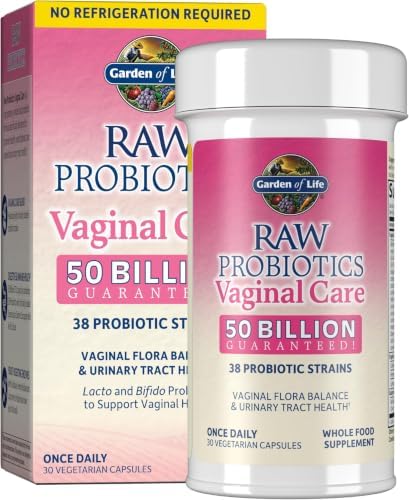 Garden of Life Raw Probiotics Vaginal Care - 50 Billion CFU - 38 Probiotic Strains - Supports Vaginal & Urinary Tract Health - Shelf Stable - 30 Vegetarian Capsules (Pack of 6)