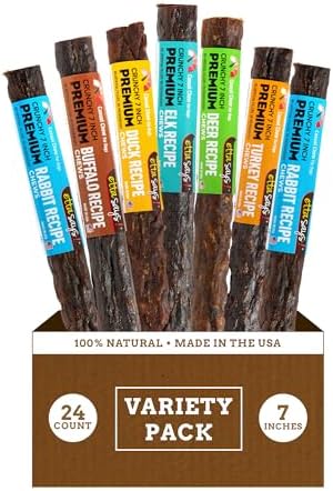 etta says! Premium Crunchy Dog Chews 7” Variety Pack - Grain-Free Dog Treats, Good for Teeth, Easy to Digest - Made in The USA (24 Count Pack of 1)